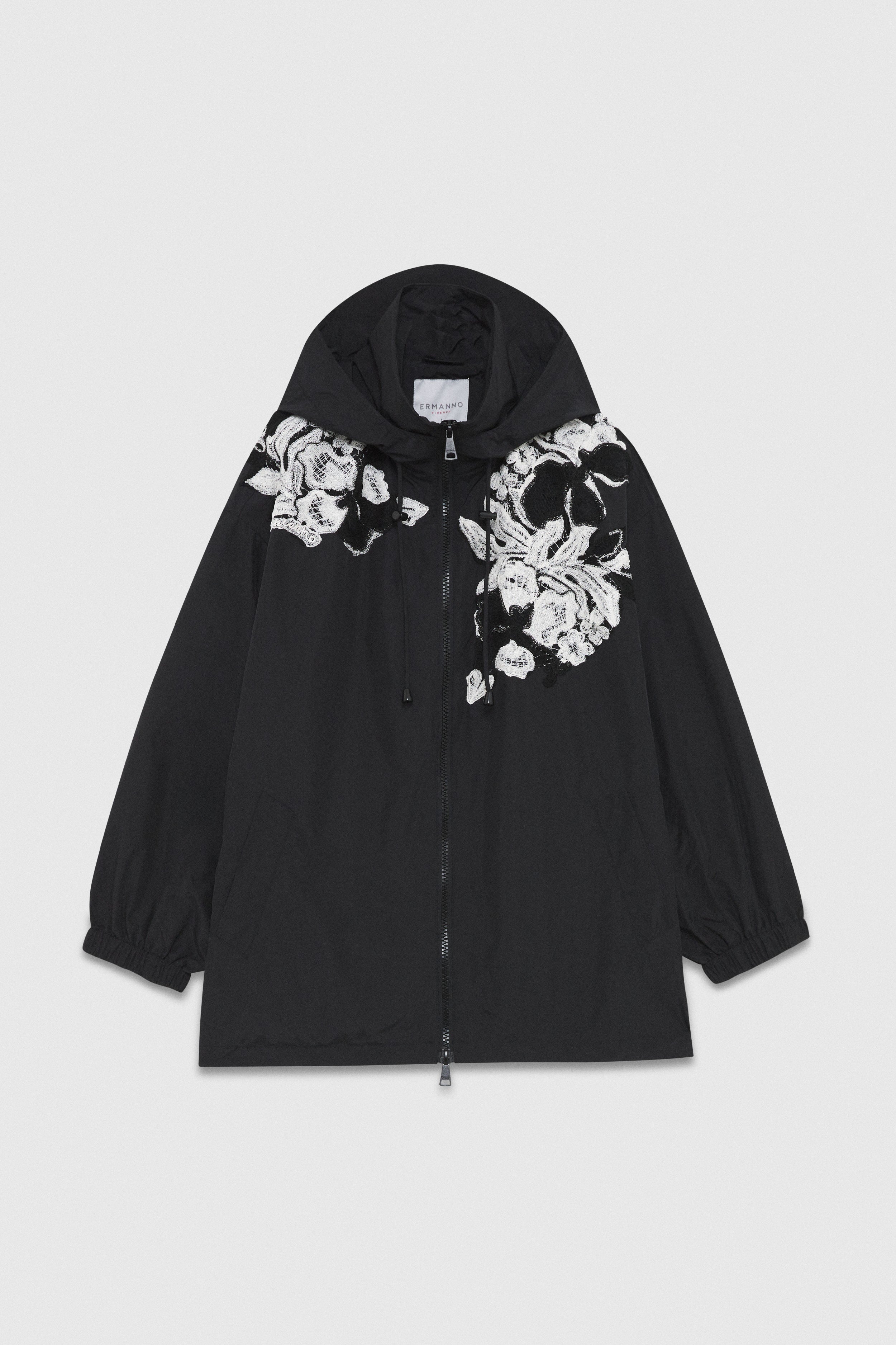 Image of TAFFETA PARKA COAT WITH BICOLOR EMBROIDERY