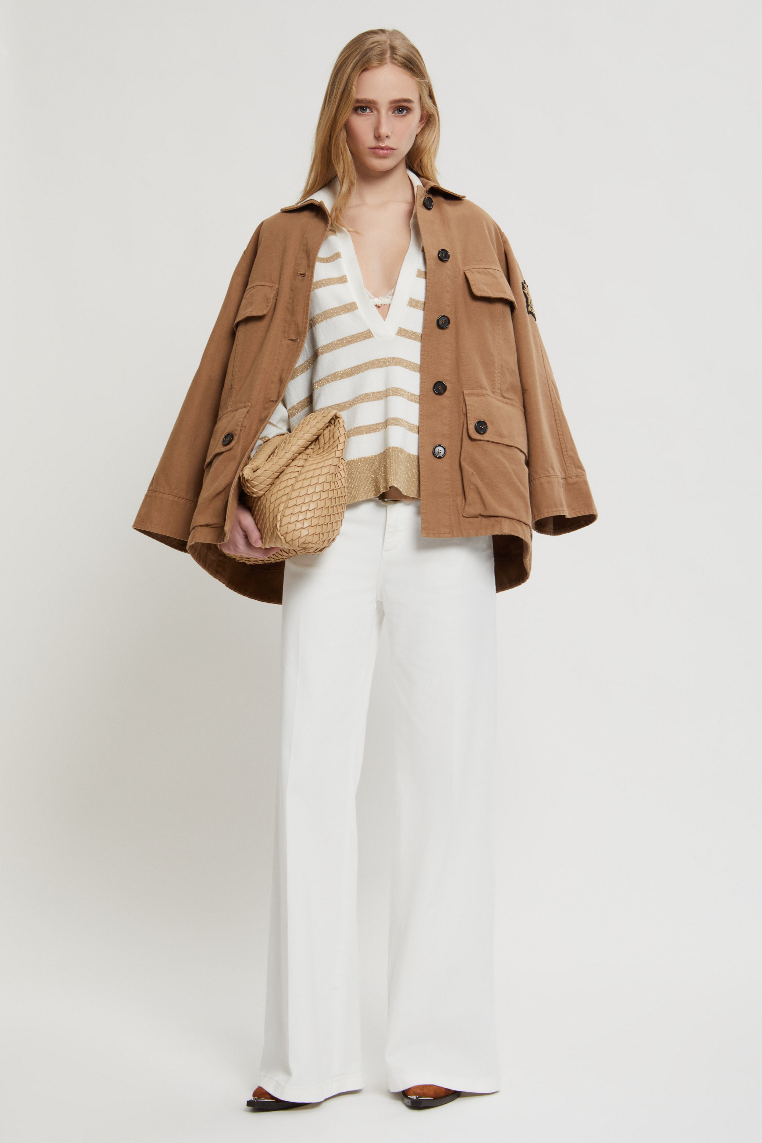 Image of POLO DI MAGLIA A RIGHE MARINIÈRE E STEMMA ARALDICO