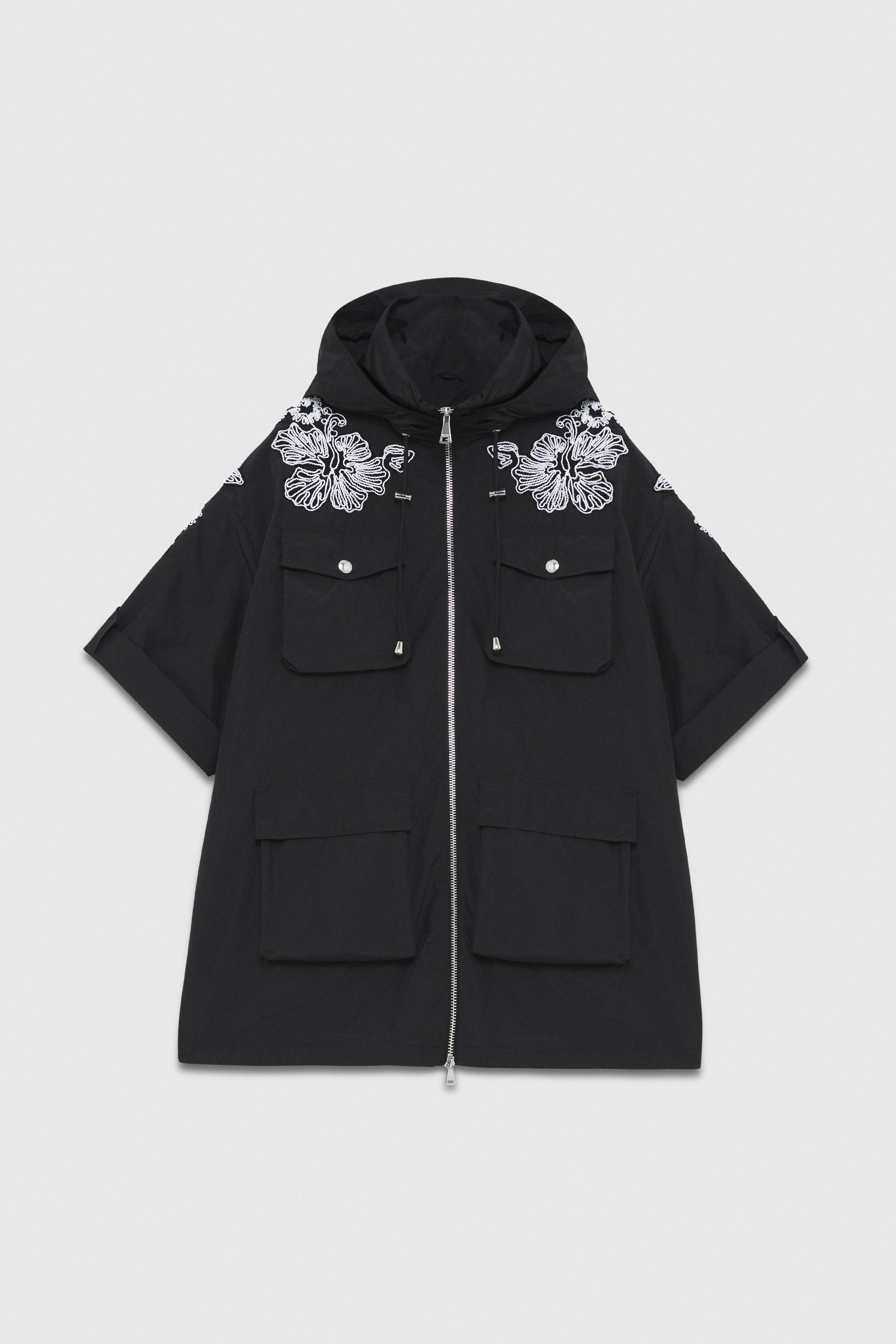 PARKA TASCONATO IN TAFFETAS CON RICAMO