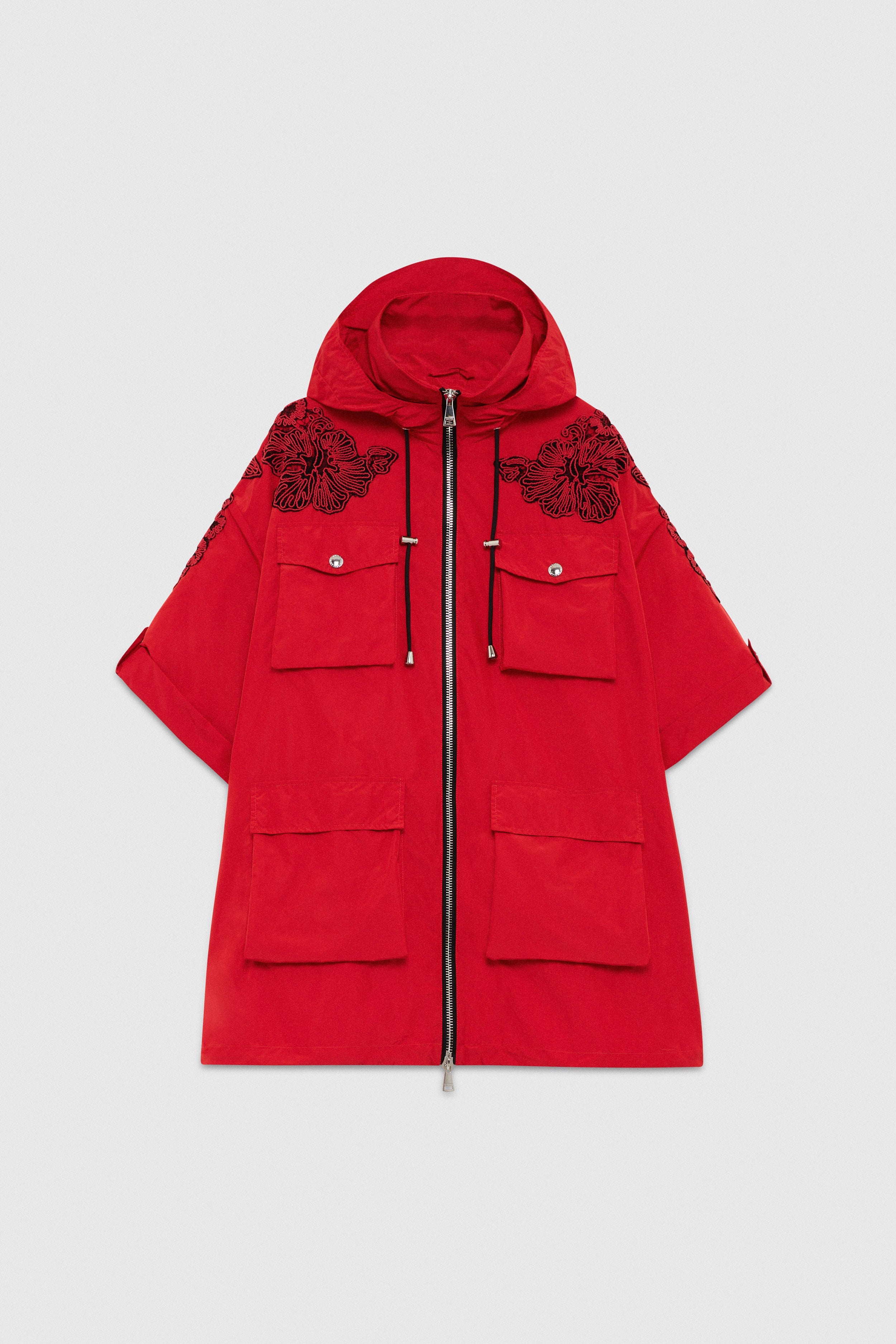 PARKA TASCONATO IN TAFFETAS CON RICAMO