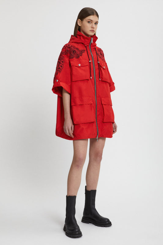 PARKA TASCONATO IN TAFFETAS CON RICAMO