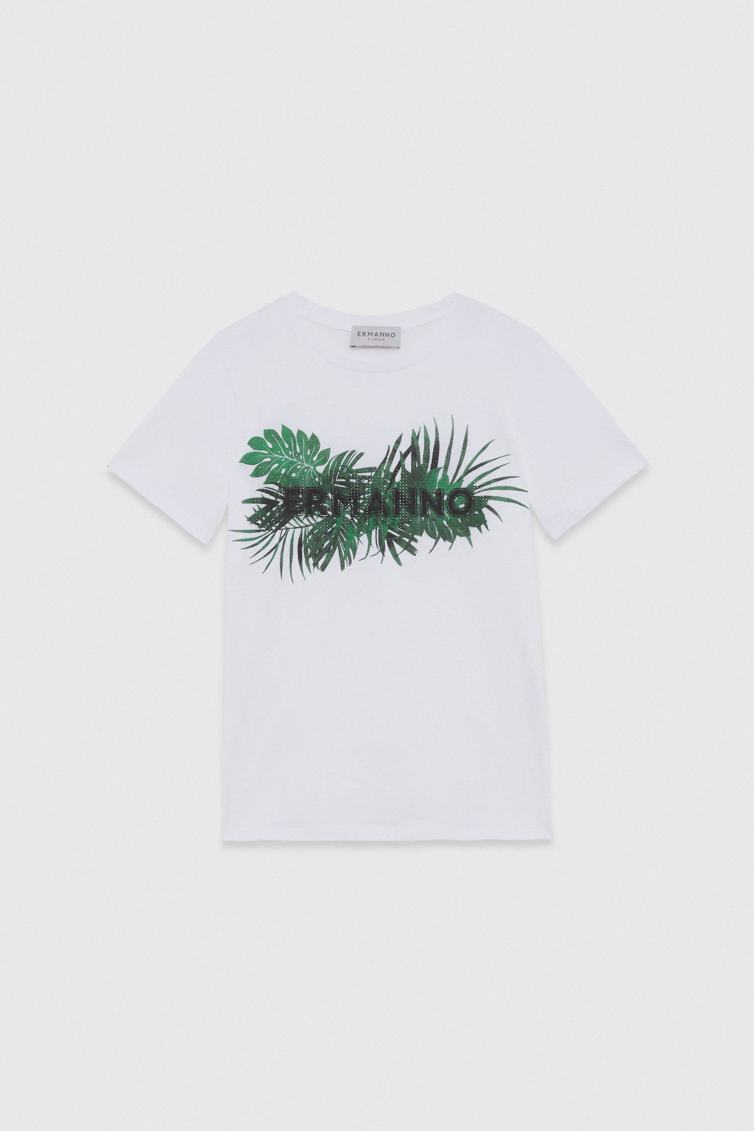 FOREST PRINTED T-SHIRT WITH RHINESTONE