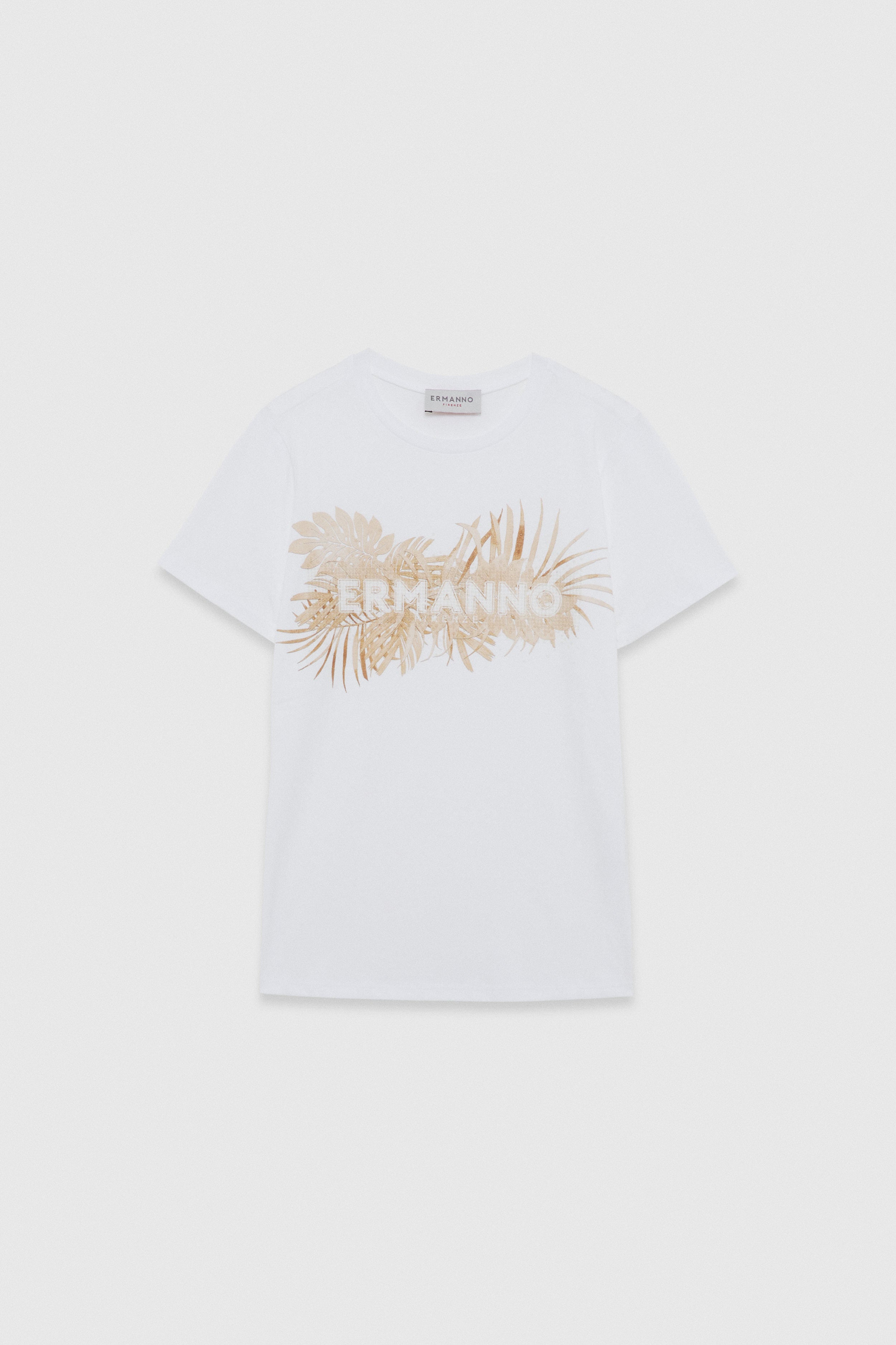 T-SHIRT AVEC IMPRIMÉ À FEUILLES TROPICALS ET LOGO