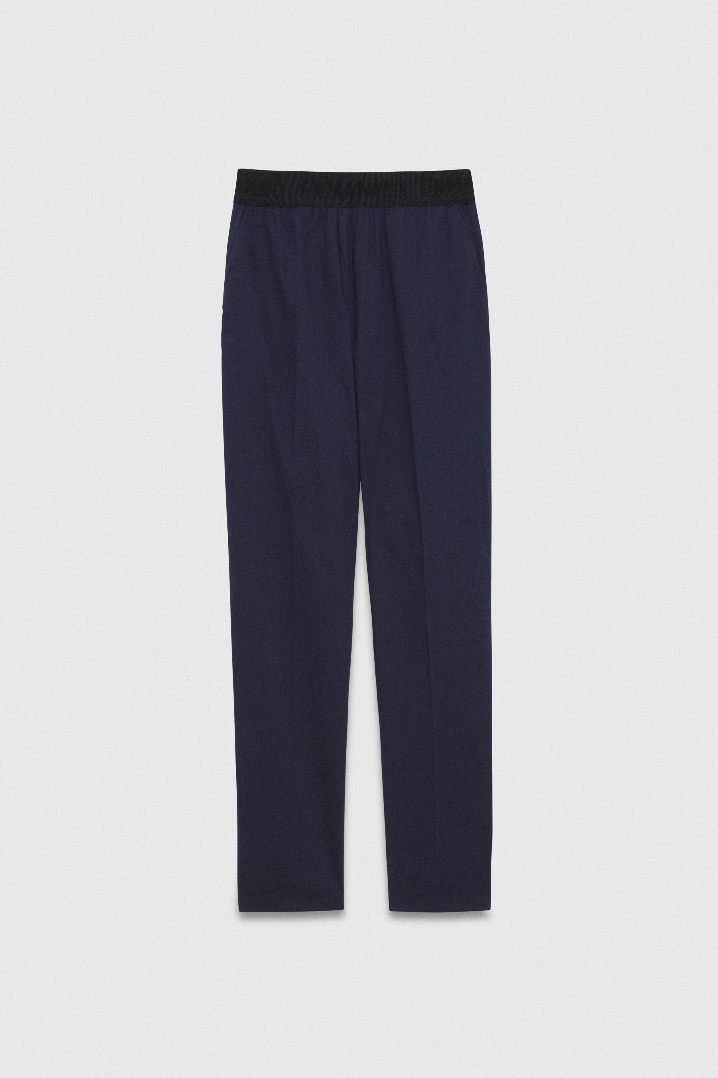 PANTALONI IN POPELINE CON ELASTICO LOGATO
