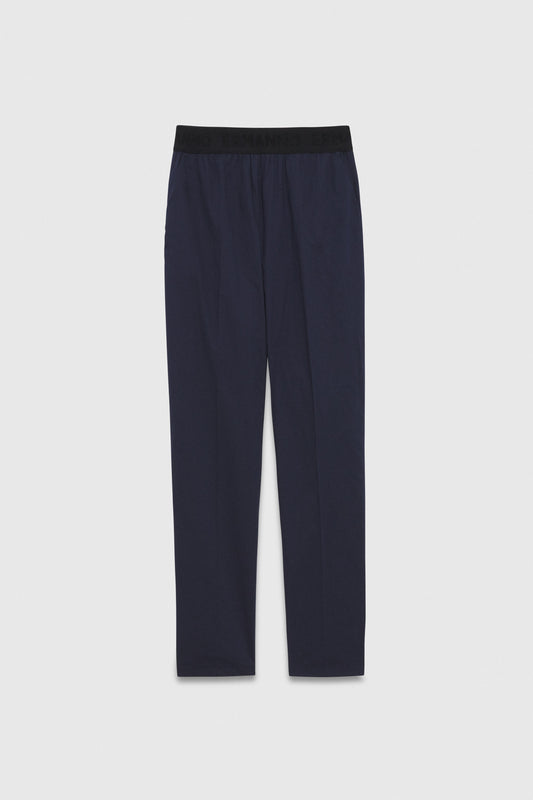 PANTALONI IN POPELINE CON ELASTICO LOGATO