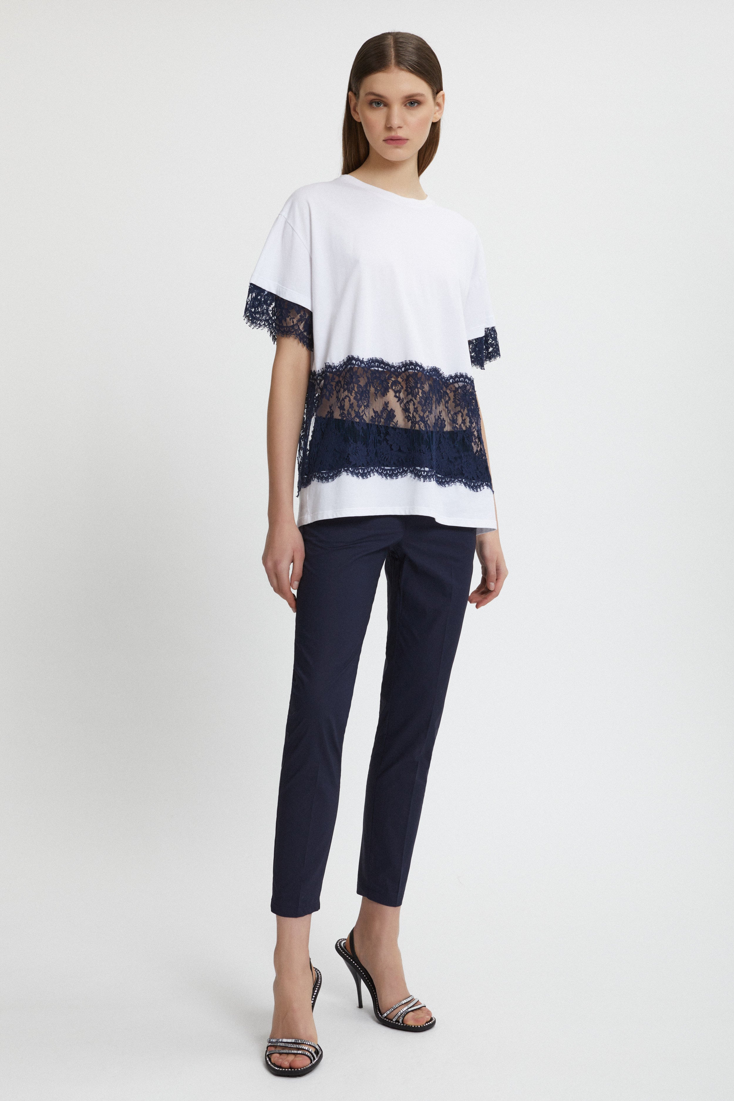 PANTALONI IN POPELINE CON ELASTICO LOGATO