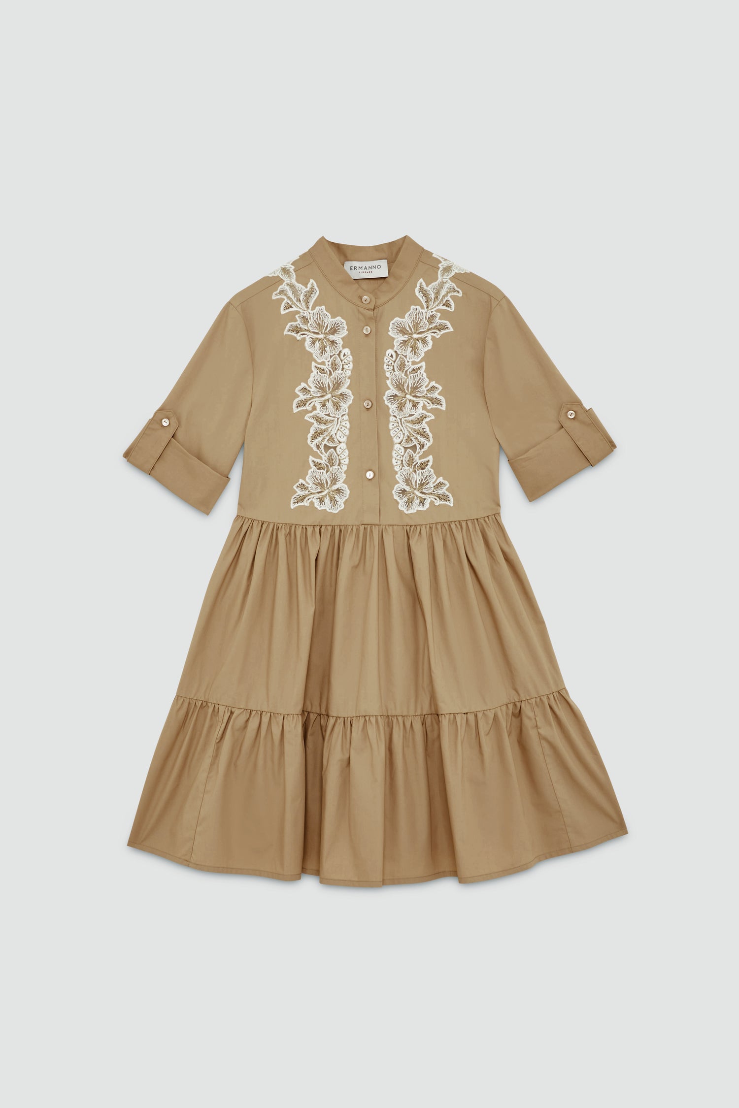 POPLIN SHIRT-DRESS WITH LACE