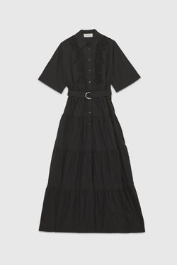 Image of POPLIN SHIRT-DRESS WITH LACE AND BELT