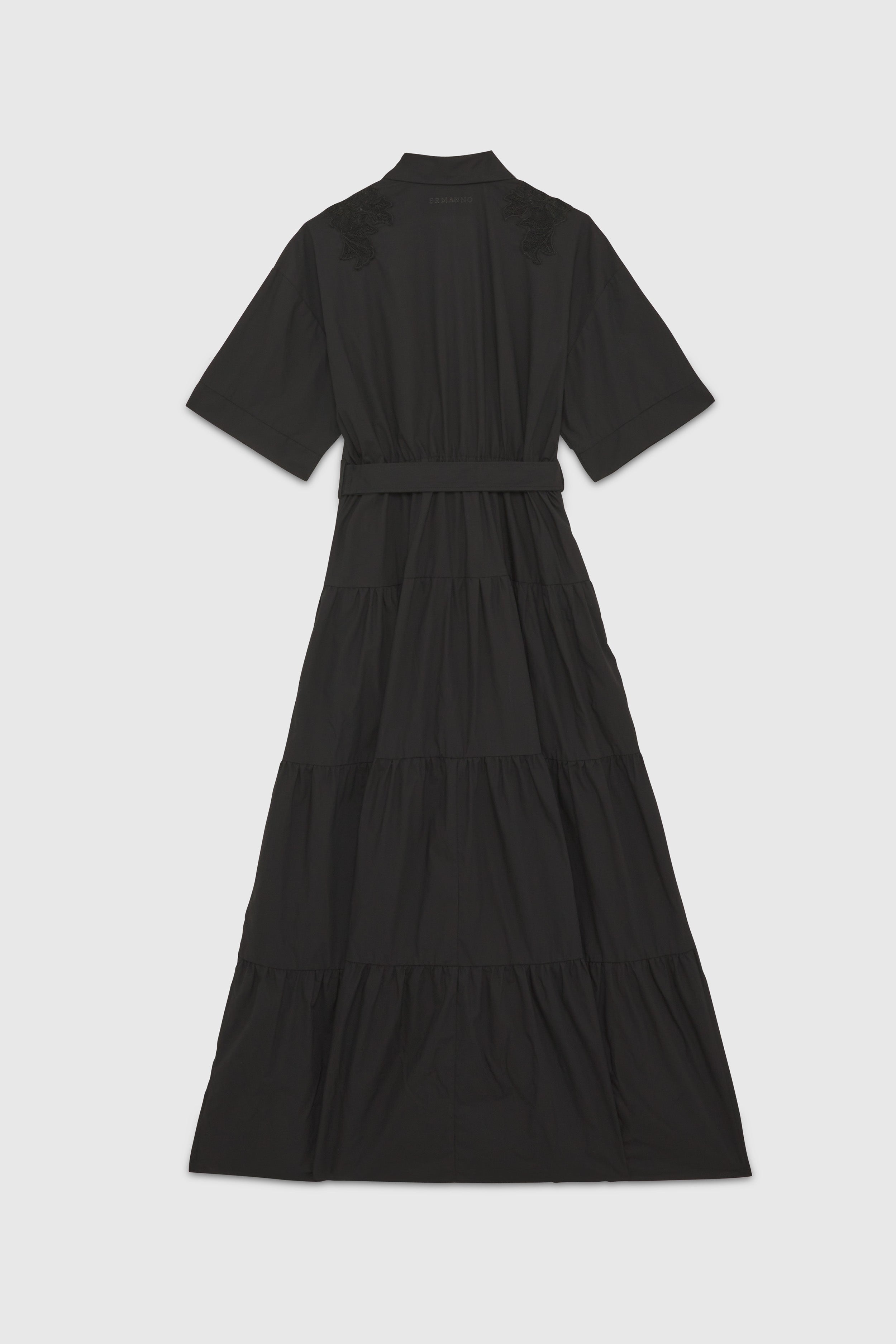 POPLIN SHIRT-DRESS WITH LACE AND BELT