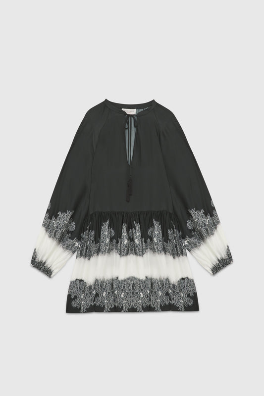 PRINTED SATIN SHORT DRESS