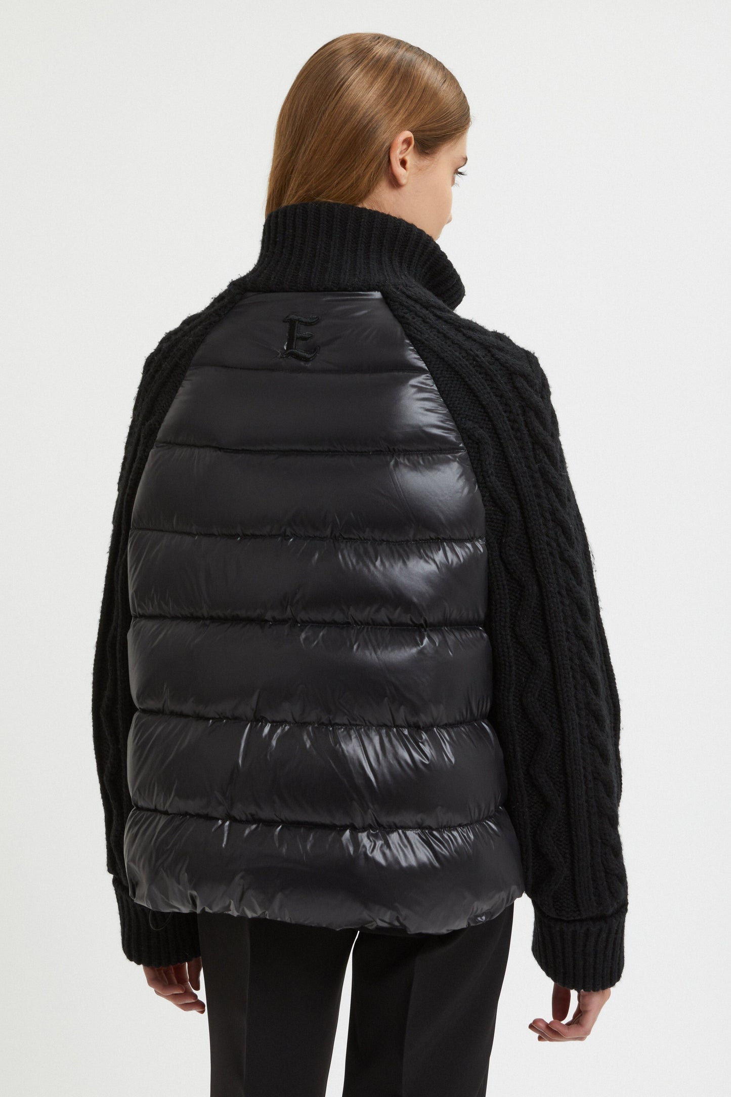 DOWN JACKET WITH KNITTED SLEEVES