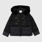 PADDED JACKET WITH BOUCLE' FABRIC INSERT