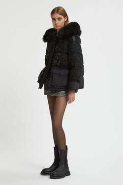 Image of GIUBBOTTO IN NYLON E TWEED CON RICAMO