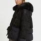 PADDED JACKET WITH BOUCLE' FABRIC INSERT