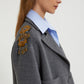 DOUBLE FABRIC JACKET WITH SHOULDER APPLICATION