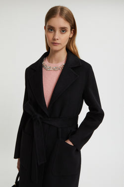 Image of MANTEAU EN TISSU DOUBLE AVEC CEINTURE