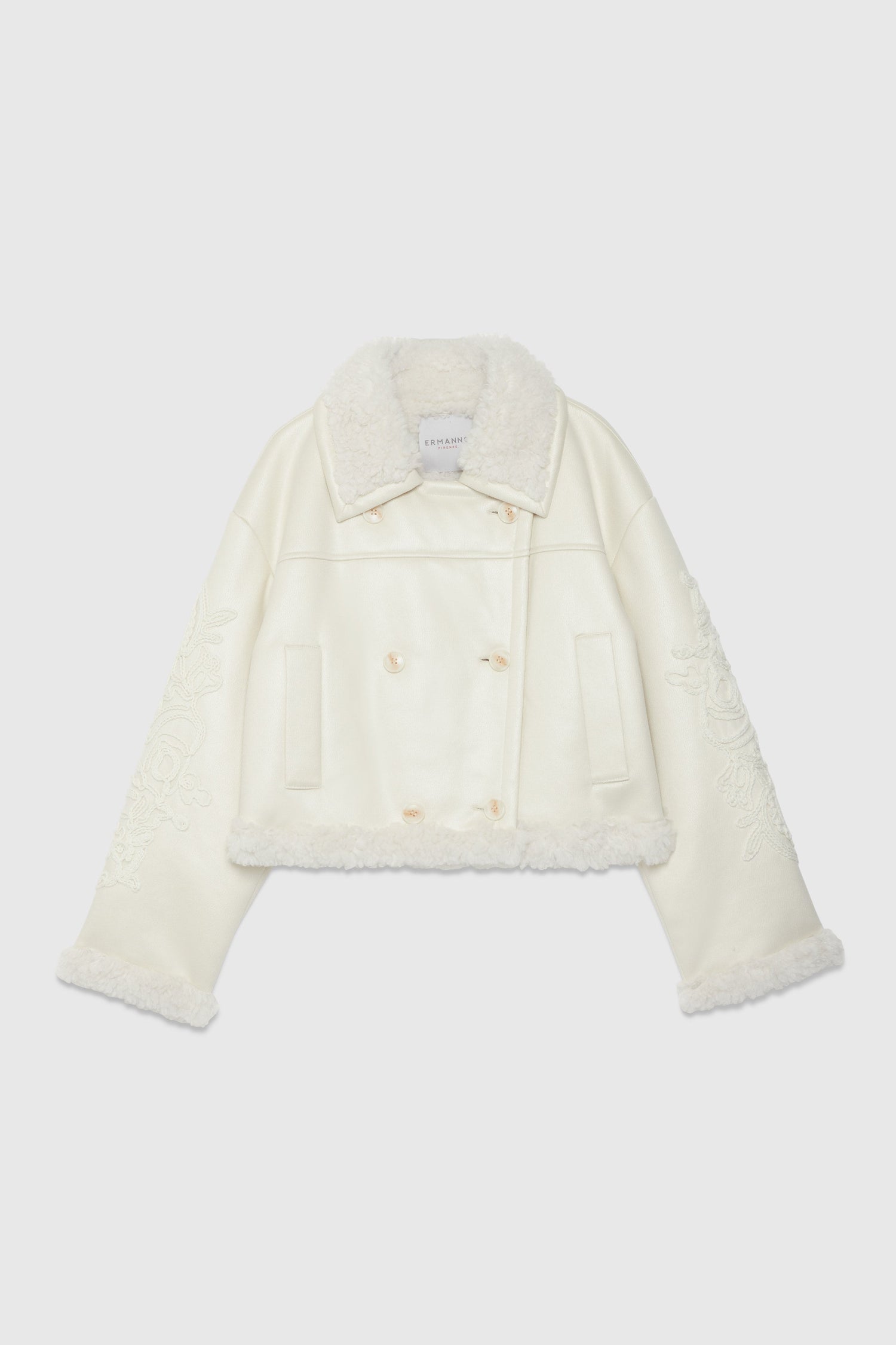 ECO SHEEPSKIN JACKET WITH EMBROIDERED SLEEVES