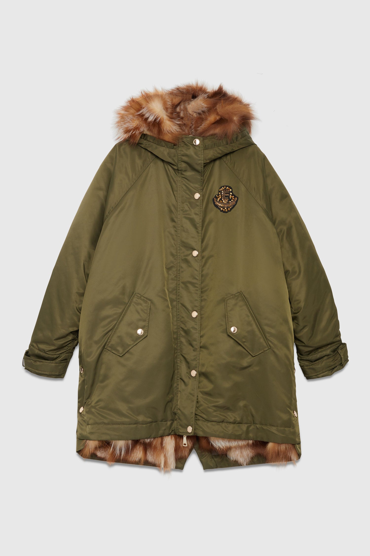 PARKA WITH DETHACHABLE INNER FOX WAISTCOAT