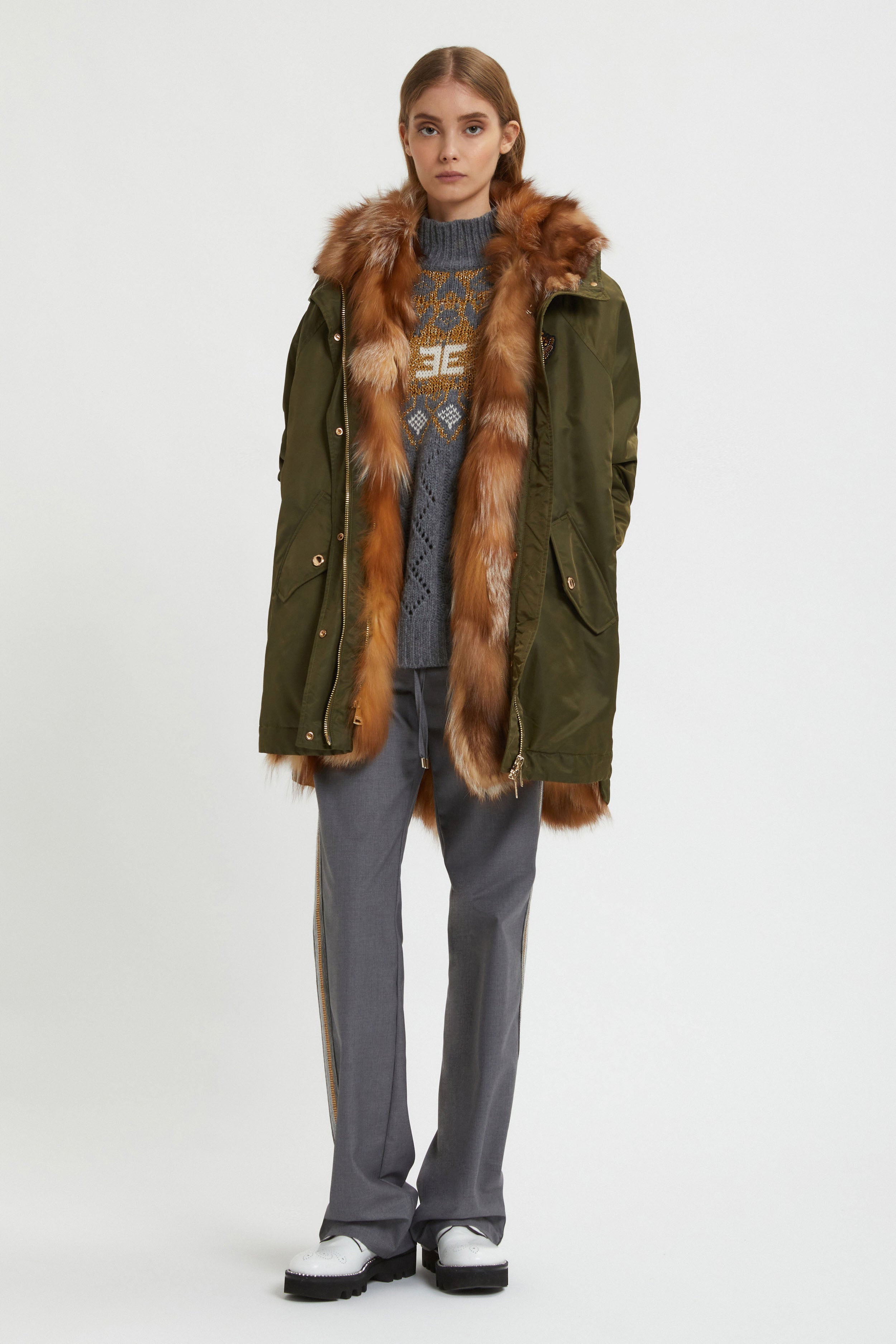 PARKA WITH DETHACHABLE INNER FOX WAISTCOAT