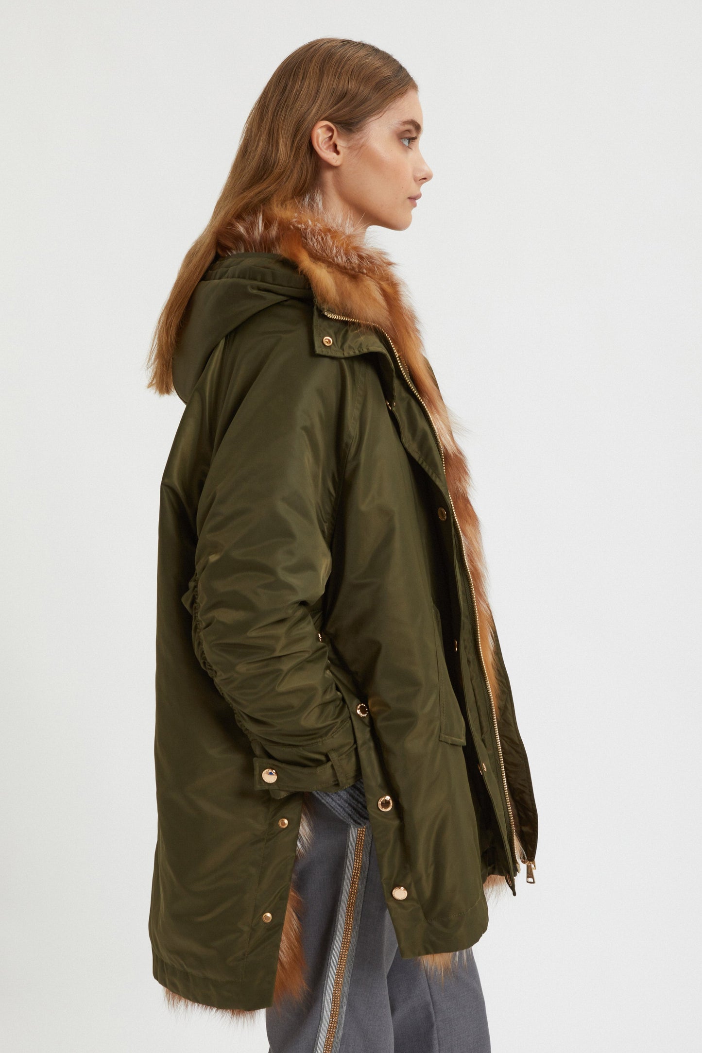 PARKA WITH DETHACHABLE INNER FOX WAISTCOAT