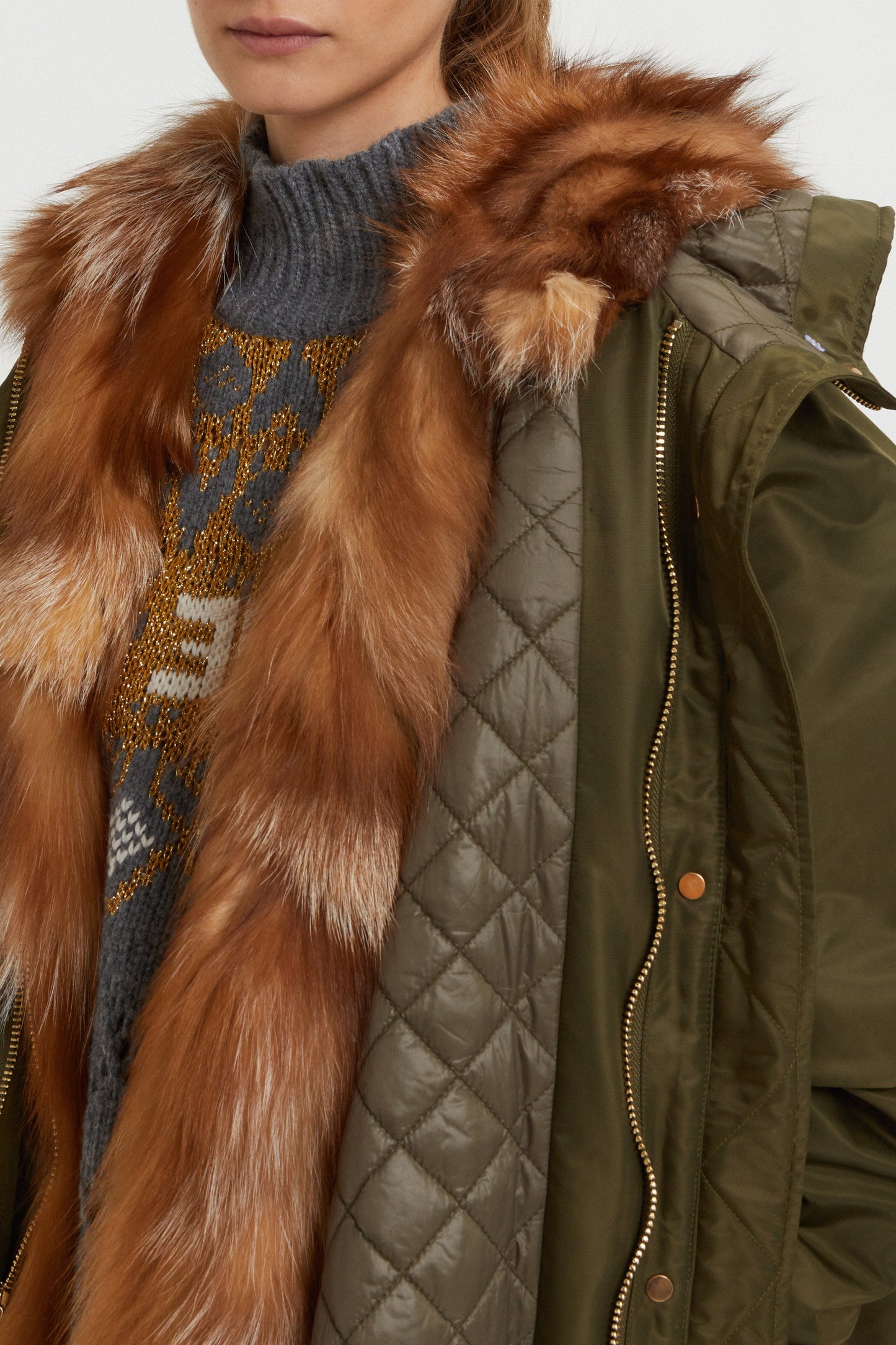 PARKA WITH DETHACHABLE INNER FOX WAISTCOAT