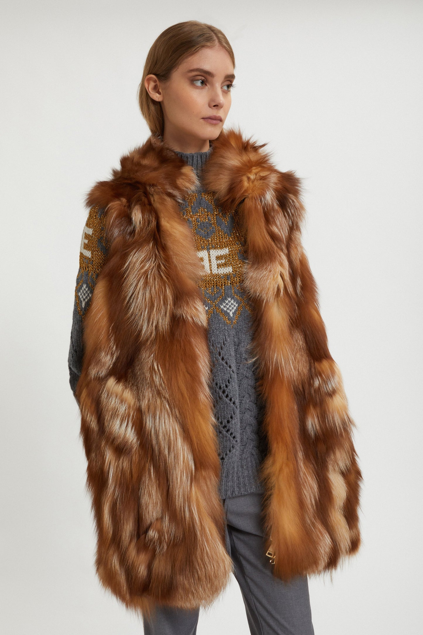 PARKA WITH DETHACHABLE INNER FOX WAISTCOAT