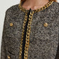 HERRINGBONE JACKET WITH GOLD CHAIN