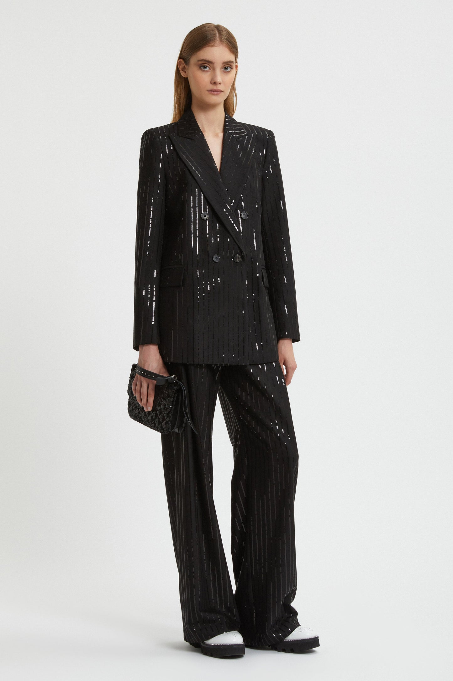 PINSTRIPE BLAZER WITH SEQUINS