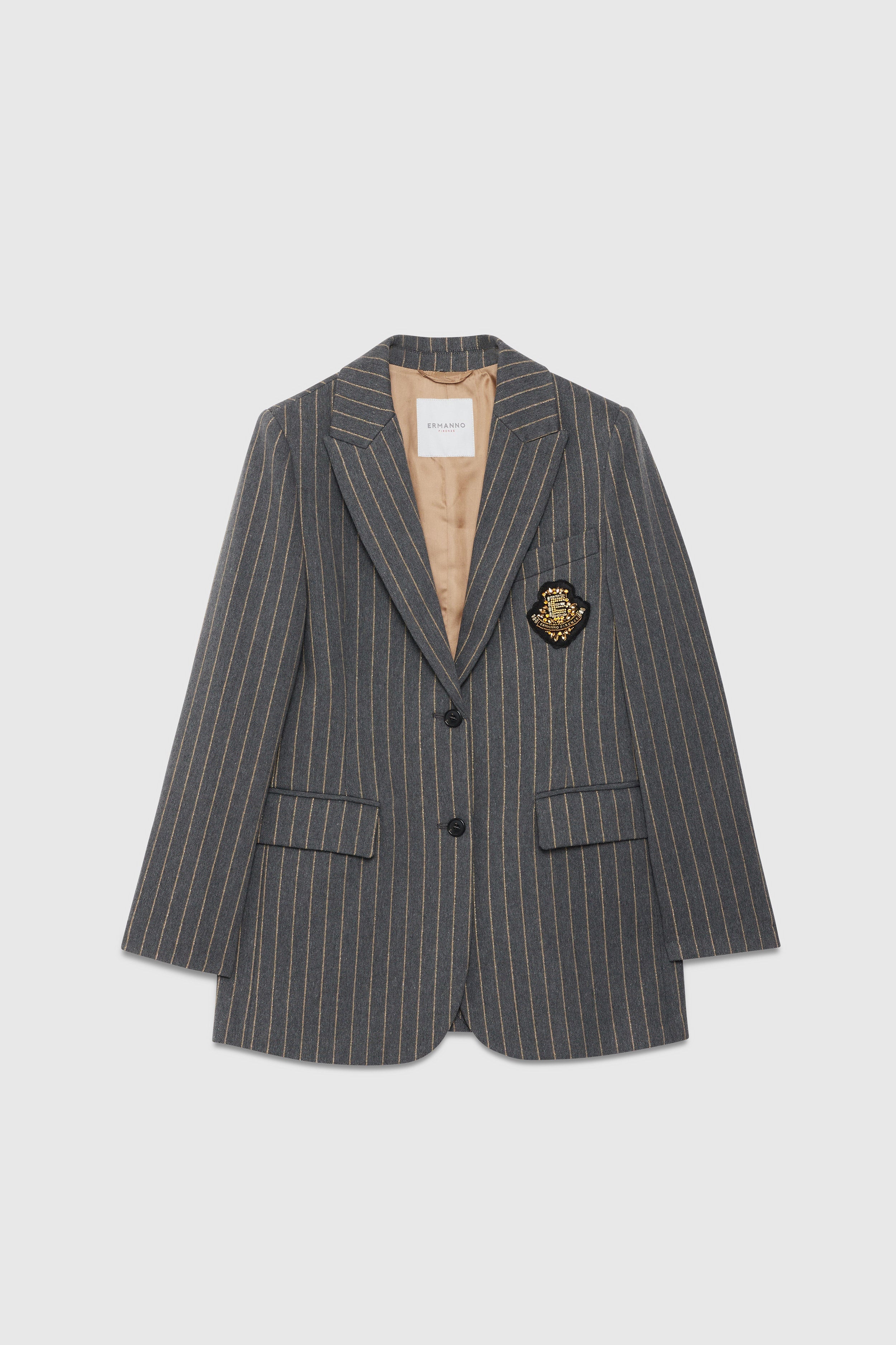 PINSTRIPE BLAZER WITH PATCH