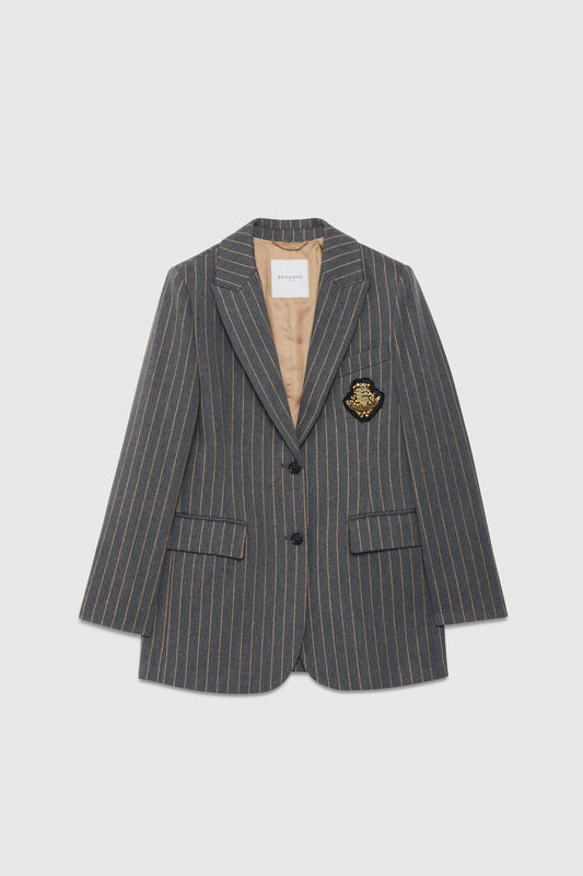 BLAZER GESSATO CON GIOIELLO