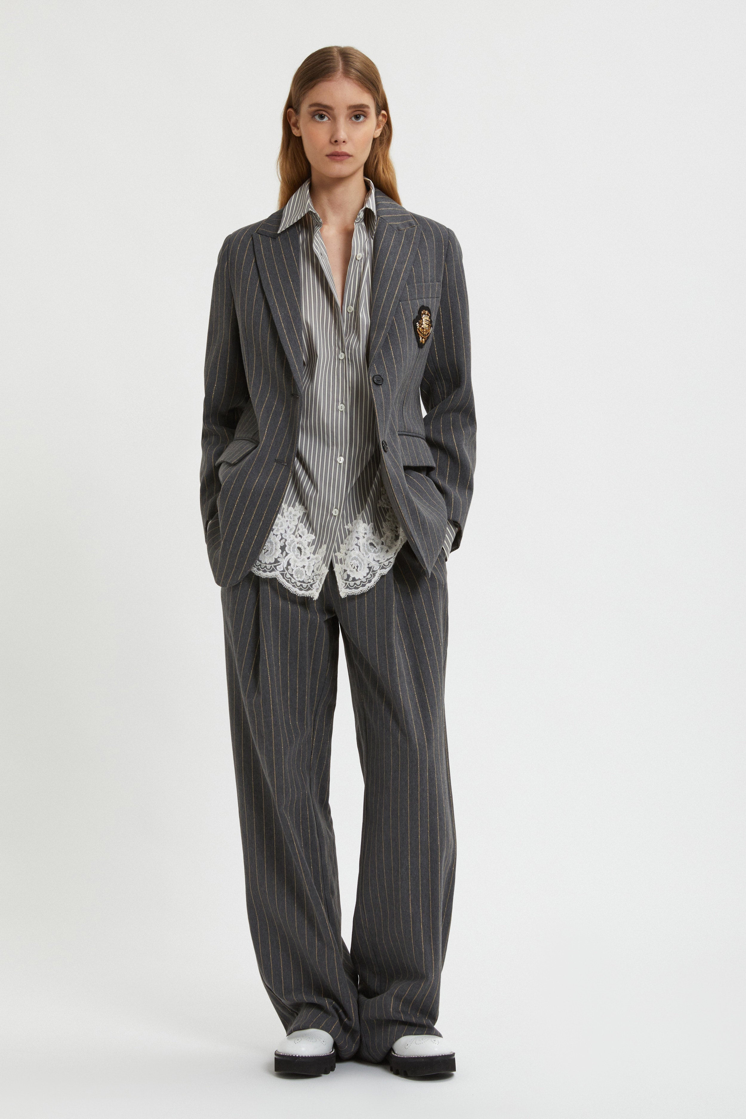 PINSTRIPE BLAZER WITH PATCH