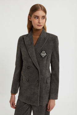 Image of VESTE à RAYURES EN VELOUR AVEC BIJOU 