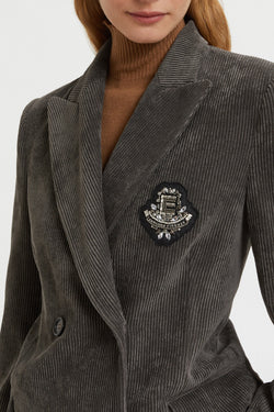 Image of VESTE à RAYURES EN VELOUR AVEC BIJOU 