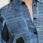 CAMICIA CROP STAMPA DENIM CON PIZZO AL FONDO