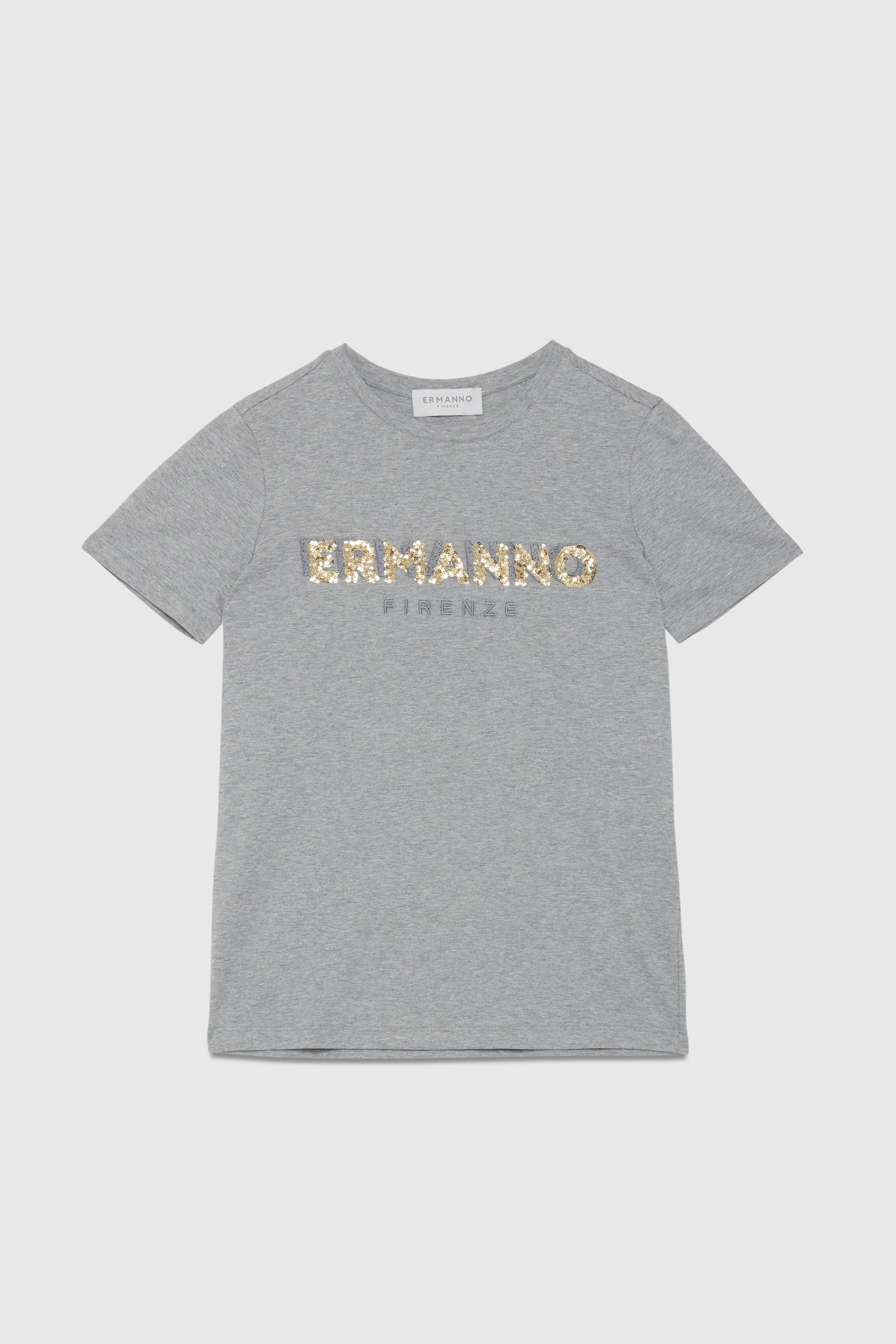 TSHIRT CON LOGO RICAMATO DI PAILLETTES