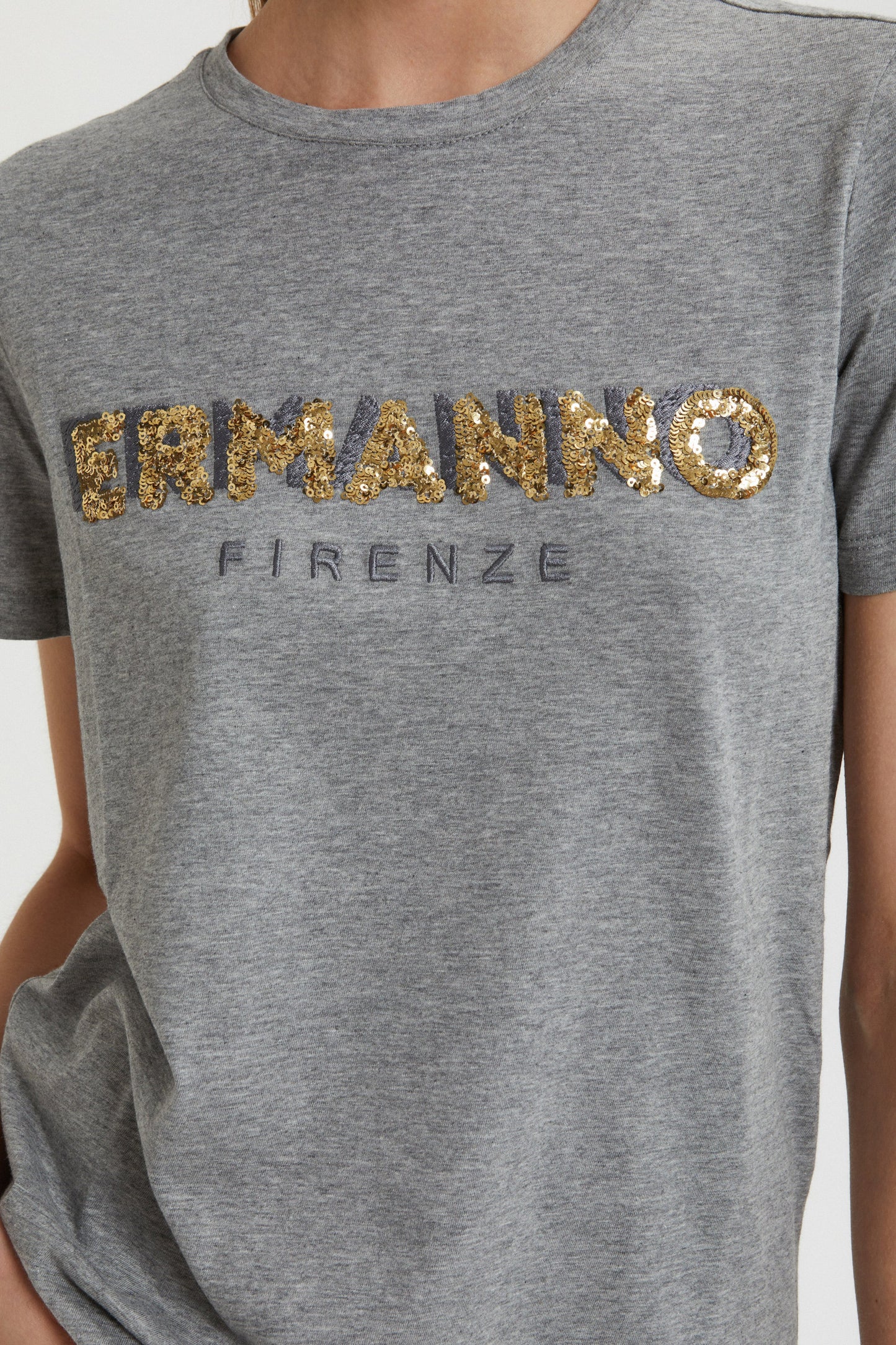 TSHIRT CON LOGO RICAMATO DI PAILLETTES