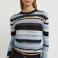 STRIPED SWEATER WITH VALENCIENNE LACE DETAILS