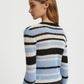 STRIPED SWEATER WITH VALENCIENNE LACE DETAILS