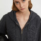 EMBROIDERED HOODIE SWEATER WITH FASTENER ZIP