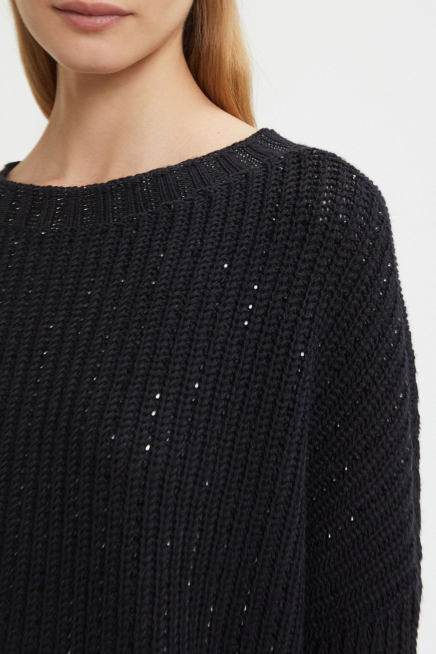 RIBBED-KNIT SWEATER WITH RHINESTONES