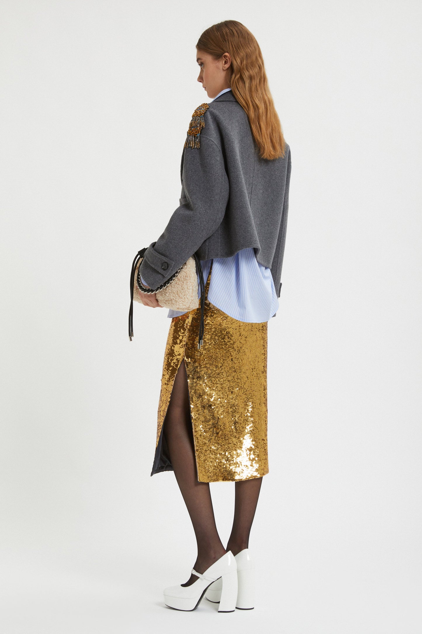 SEQUINED SKIRT WITH VENT