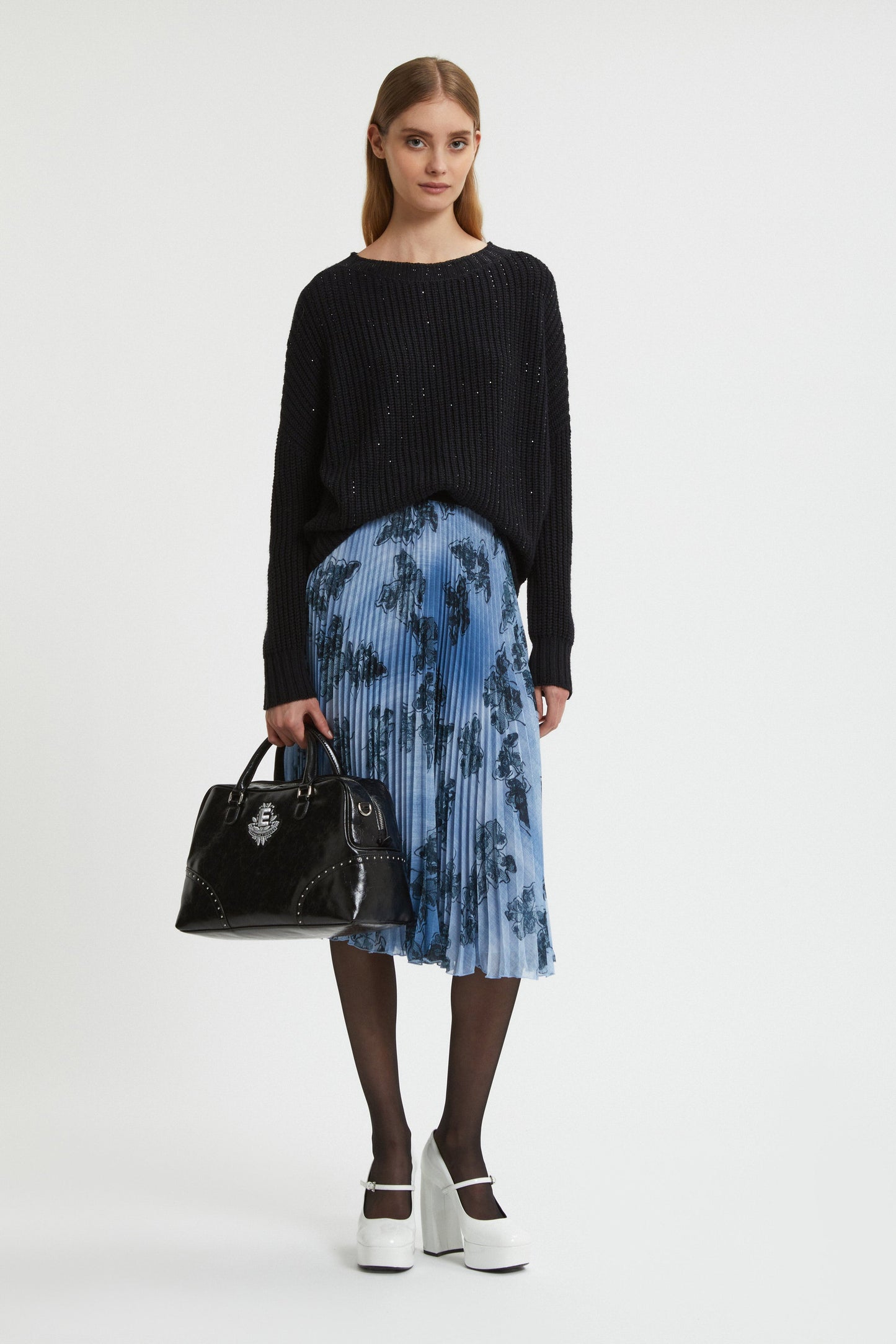 PLEATED PRINTED SKIRT