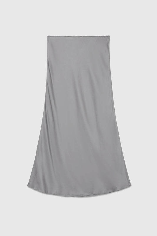 SATIN MIDI SKIRT WITH LACE