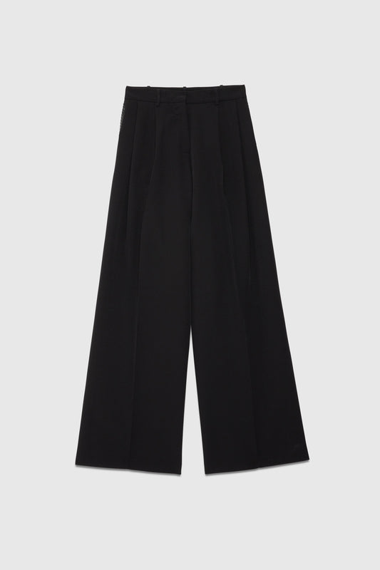 PANTALONI SMOKING CON PIEGHE E BANDA DI CRISTALLI