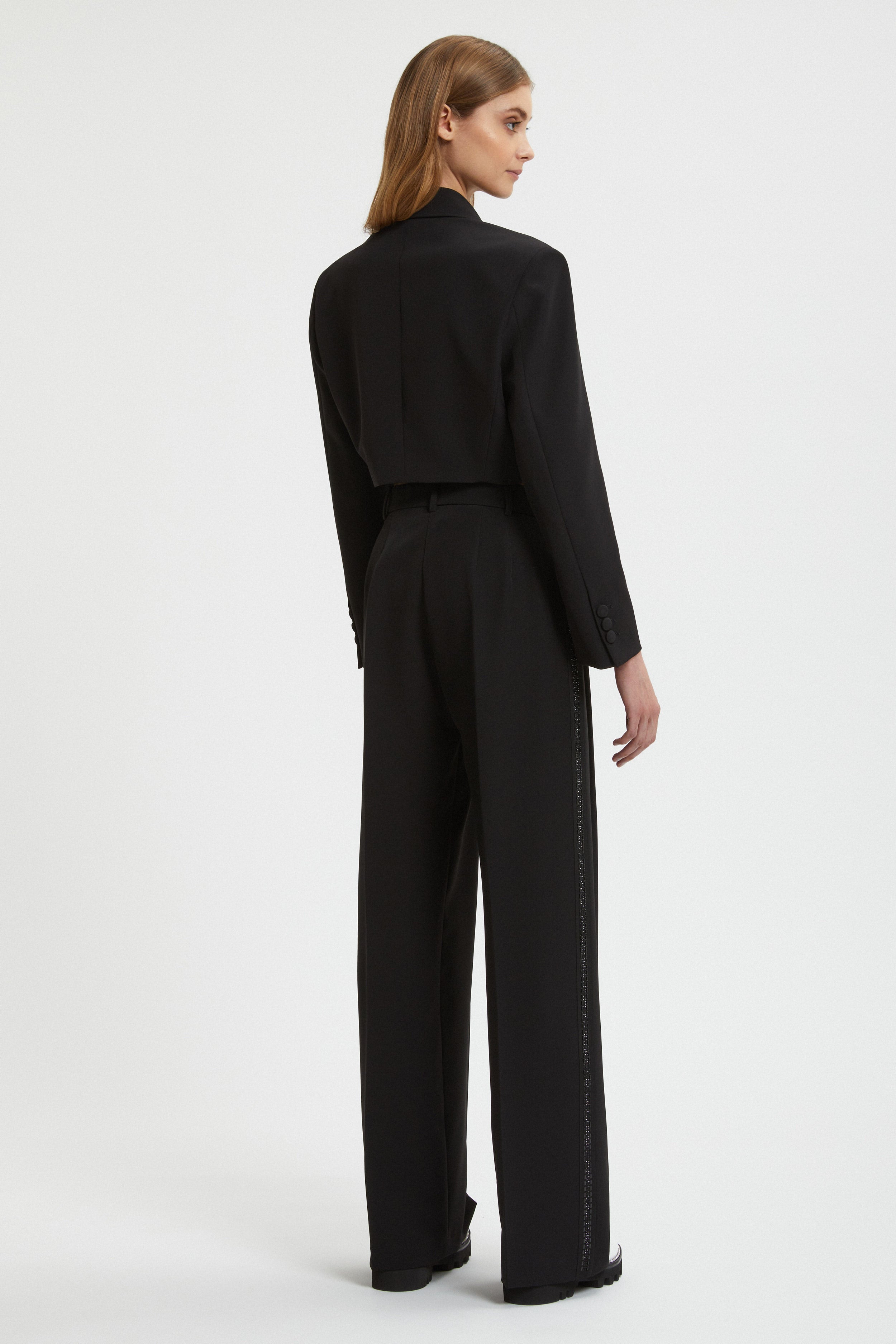 SARTORIAL PANTS WITH PINCES AND SIDE CRYSTAL BAND