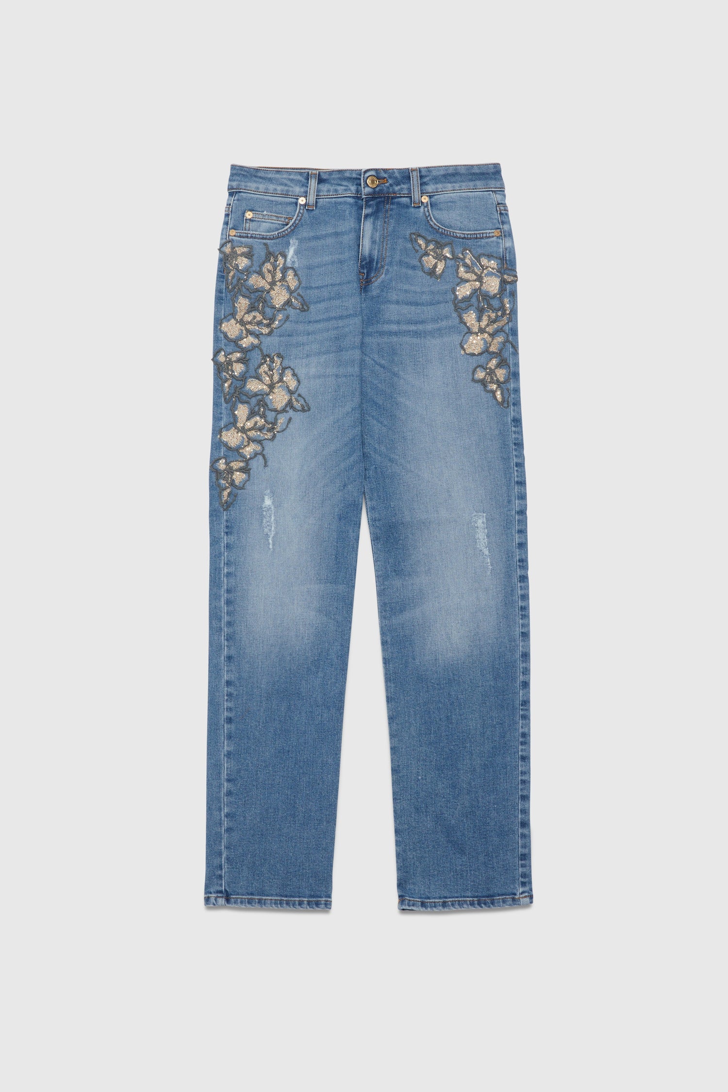 FIVE-POCKET DENIM WITH SEQUINS