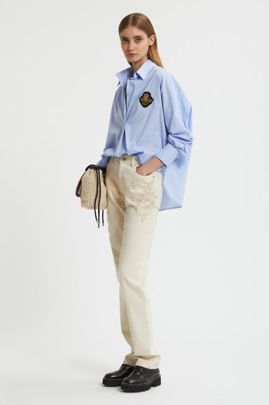 FIVE-POCKET EMBROIDERED PANTS