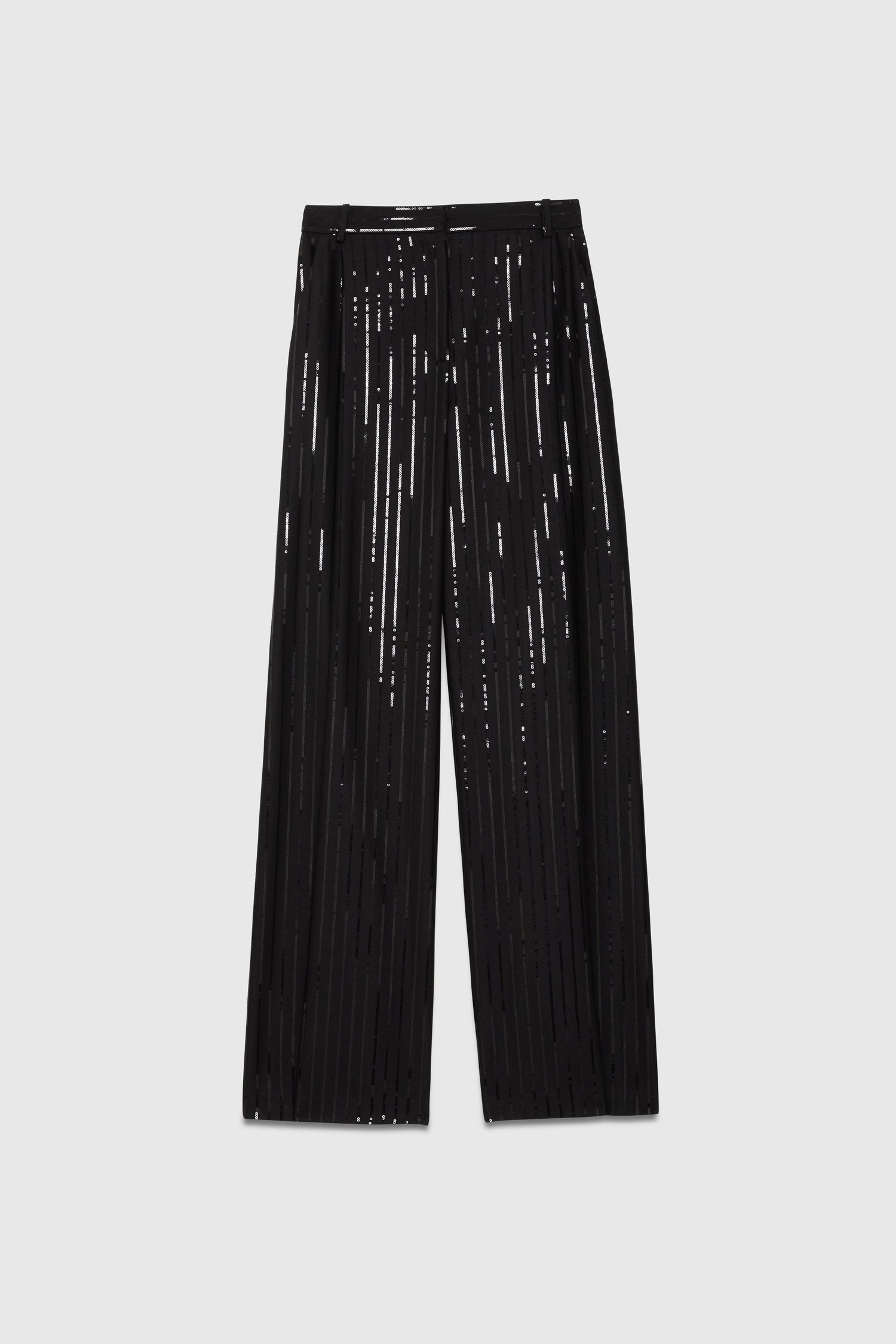 SEQUINED PINSTRIPE PANTS