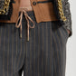 PINSTRIPE PANTS WITH SATIN COULISSE