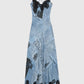 NEWSPAPER PRINTED SLIP DRESS WITH LACE